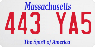MA license plate 443YA5