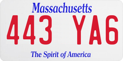 MA license plate 443YA6