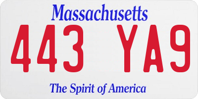 MA license plate 443YA9