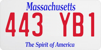 MA license plate 443YB1