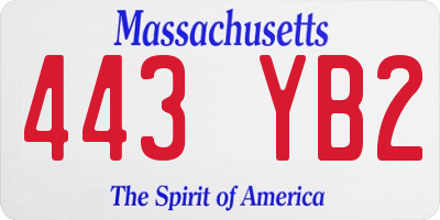 MA license plate 443YB2