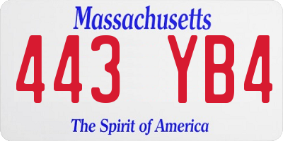 MA license plate 443YB4