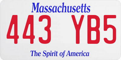 MA license plate 443YB5