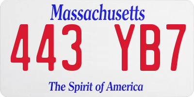 MA license plate 443YB7