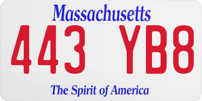 MA license plate 443YB8