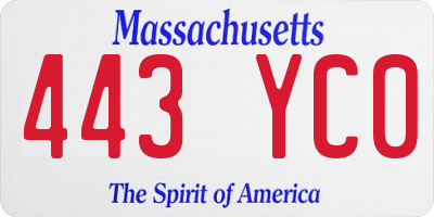 MA license plate 443YC0