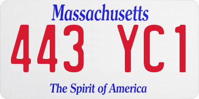 MA license plate 443YC1