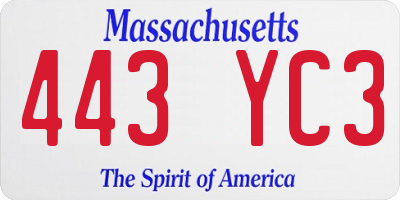 MA license plate 443YC3
