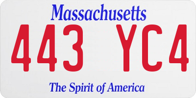 MA license plate 443YC4