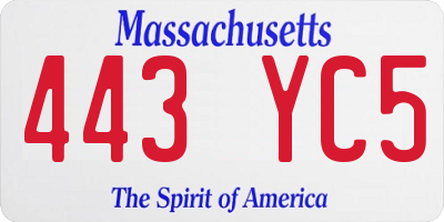MA license plate 443YC5