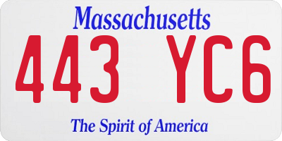 MA license plate 443YC6