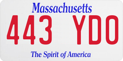 MA license plate 443YD0