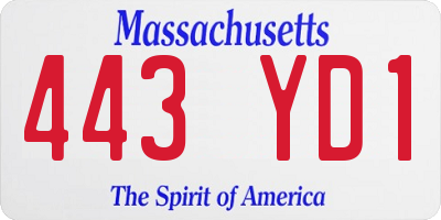 MA license plate 443YD1