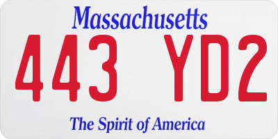 MA license plate 443YD2