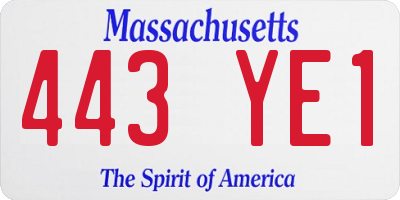 MA license plate 443YE1