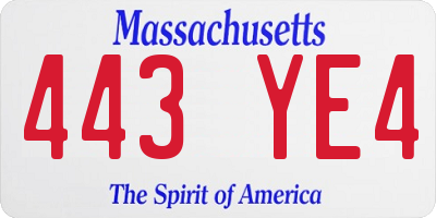MA license plate 443YE4