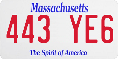 MA license plate 443YE6