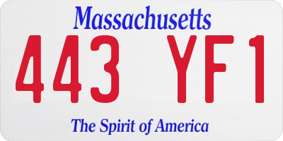 MA license plate 443YF1