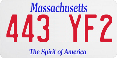 MA license plate 443YF2