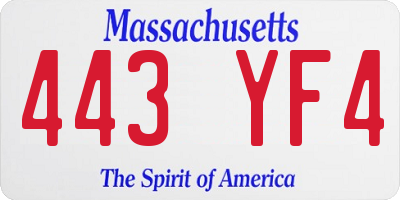 MA license plate 443YF4