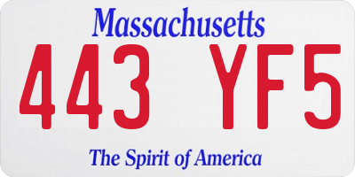MA license plate 443YF5