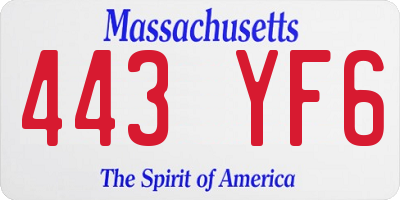 MA license plate 443YF6