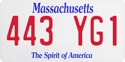 MA license plate 443YG1