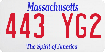 MA license plate 443YG2
