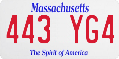 MA license plate 443YG4