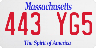 MA license plate 443YG5