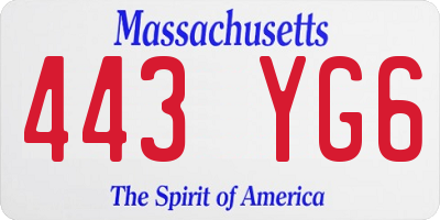 MA license plate 443YG6