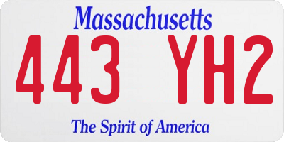 MA license plate 443YH2