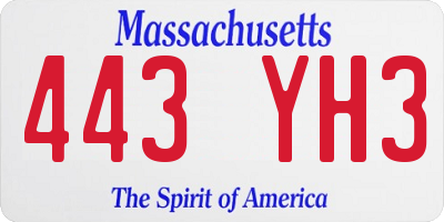 MA license plate 443YH3