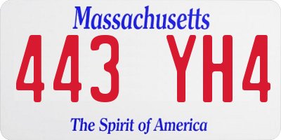 MA license plate 443YH4