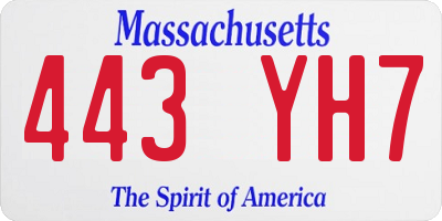 MA license plate 443YH7