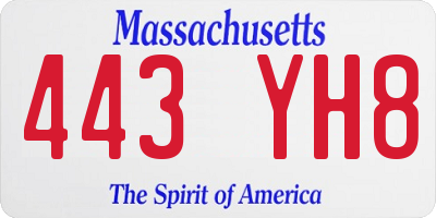 MA license plate 443YH8