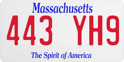 MA license plate 443YH9