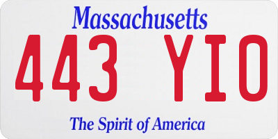 MA license plate 443YI0