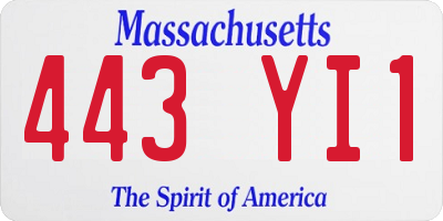 MA license plate 443YI1