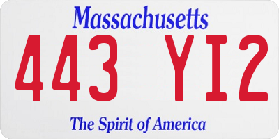 MA license plate 443YI2