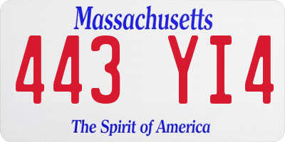 MA license plate 443YI4