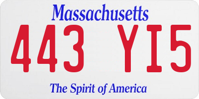 MA license plate 443YI5