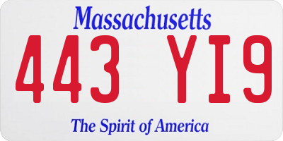 MA license plate 443YI9