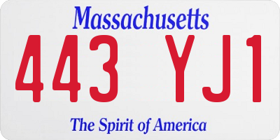 MA license plate 443YJ1