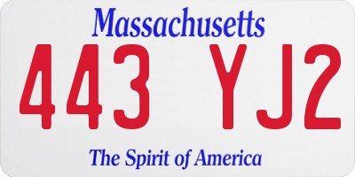 MA license plate 443YJ2