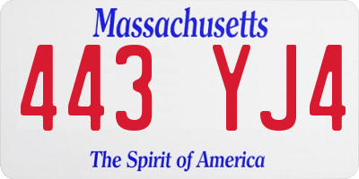 MA license plate 443YJ4