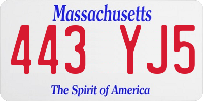 MA license plate 443YJ5