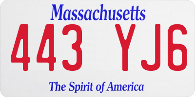 MA license plate 443YJ6