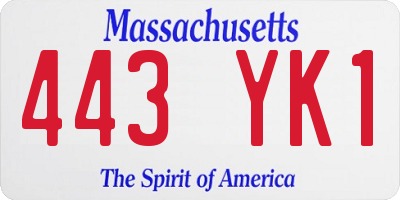 MA license plate 443YK1