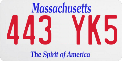 MA license plate 443YK5